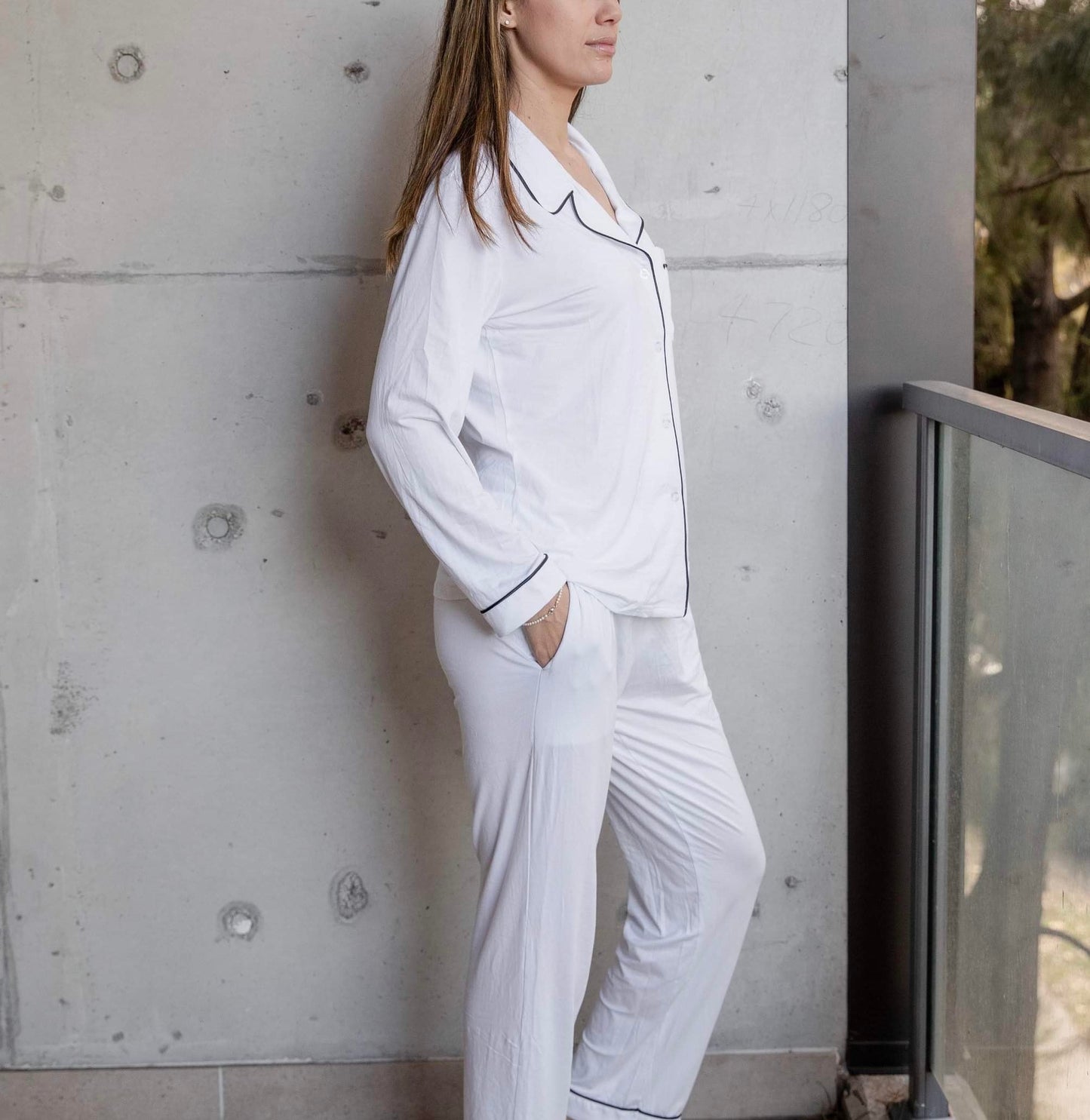 Cloud White Bamboo Long Set - Women's